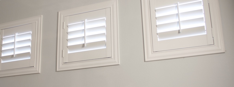 Small Windows in a Salt Lake City Garage with Plantation Shutters
